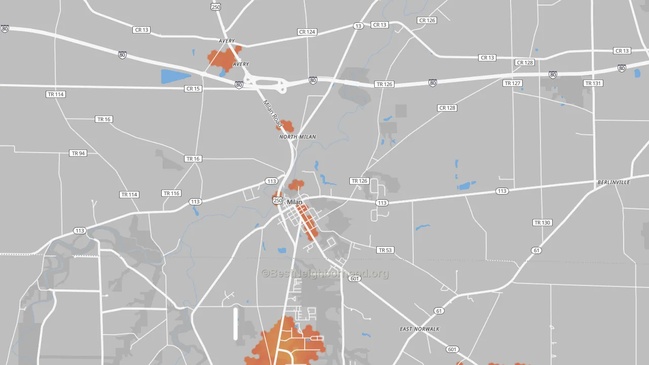 Bike Grade map of 44846, OH
