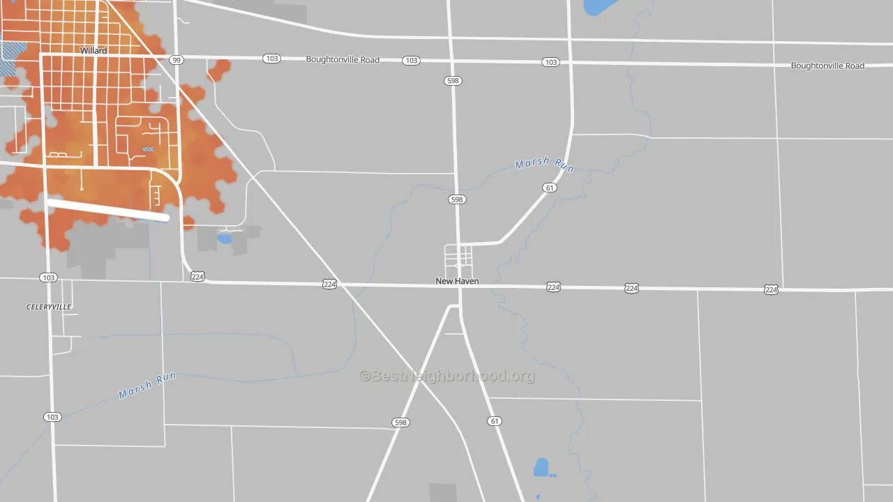 Bike Grade map of 44850, OH