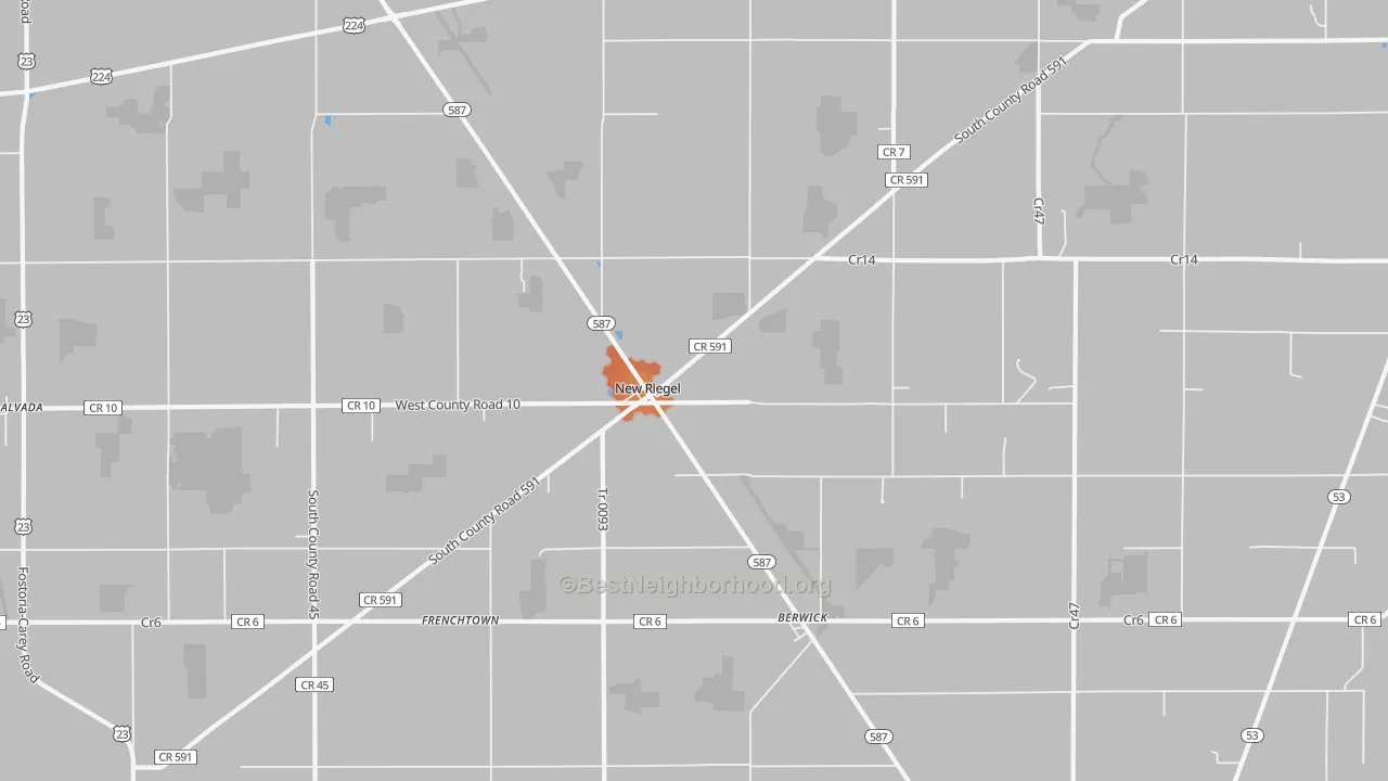 Bike Grade map of 44853, OH