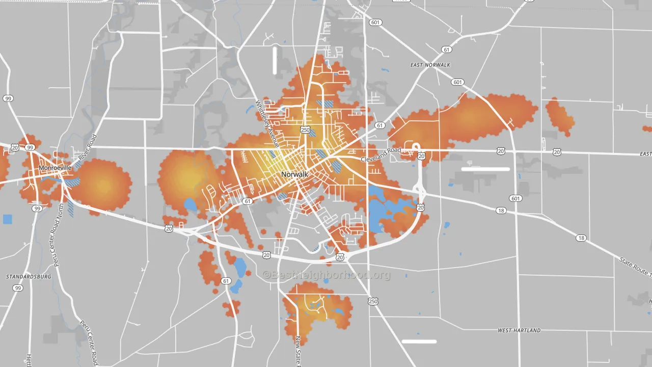Bike Grade map of 44857, OH