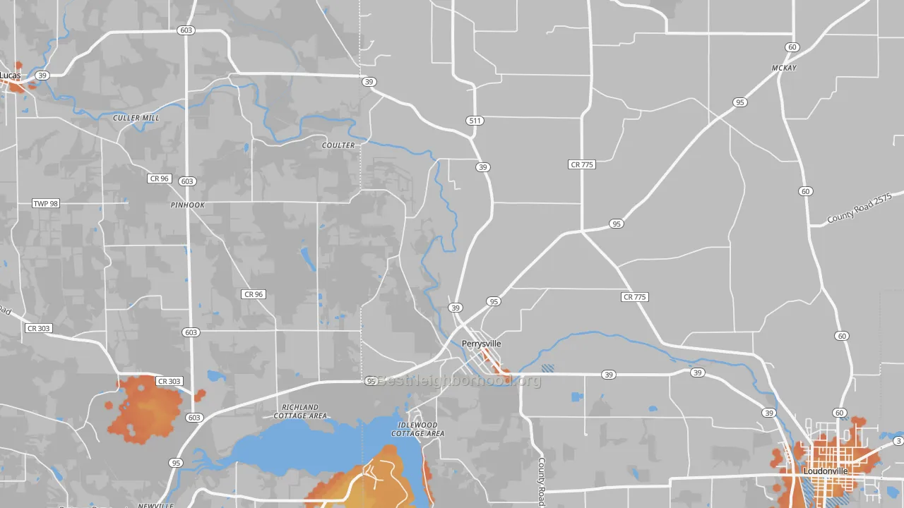 Bike Grade map of 44864, OH