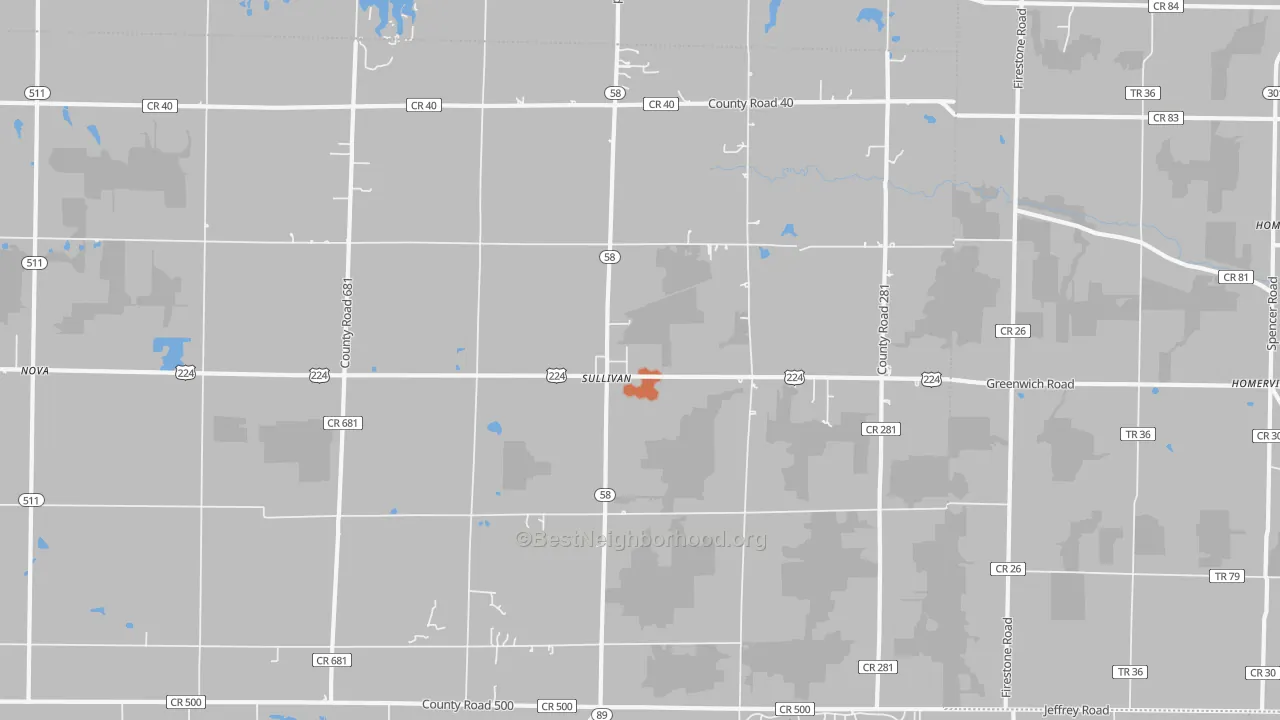 Bike Grade map of 44880, OH