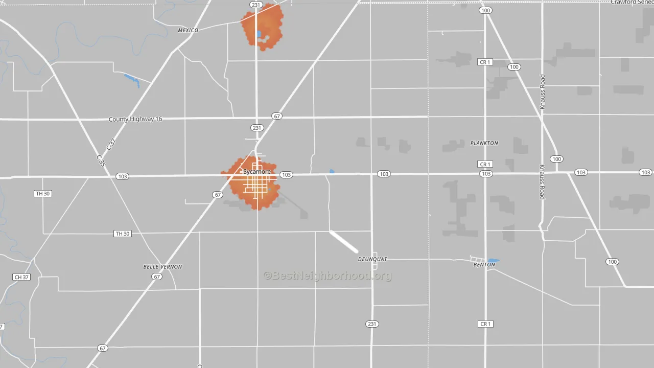 Bike Grade map of 44882, OH