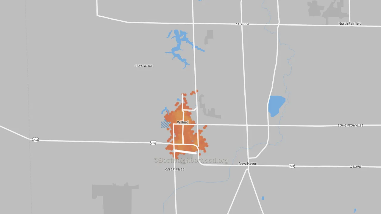 Bike Grade map of 44890, OH