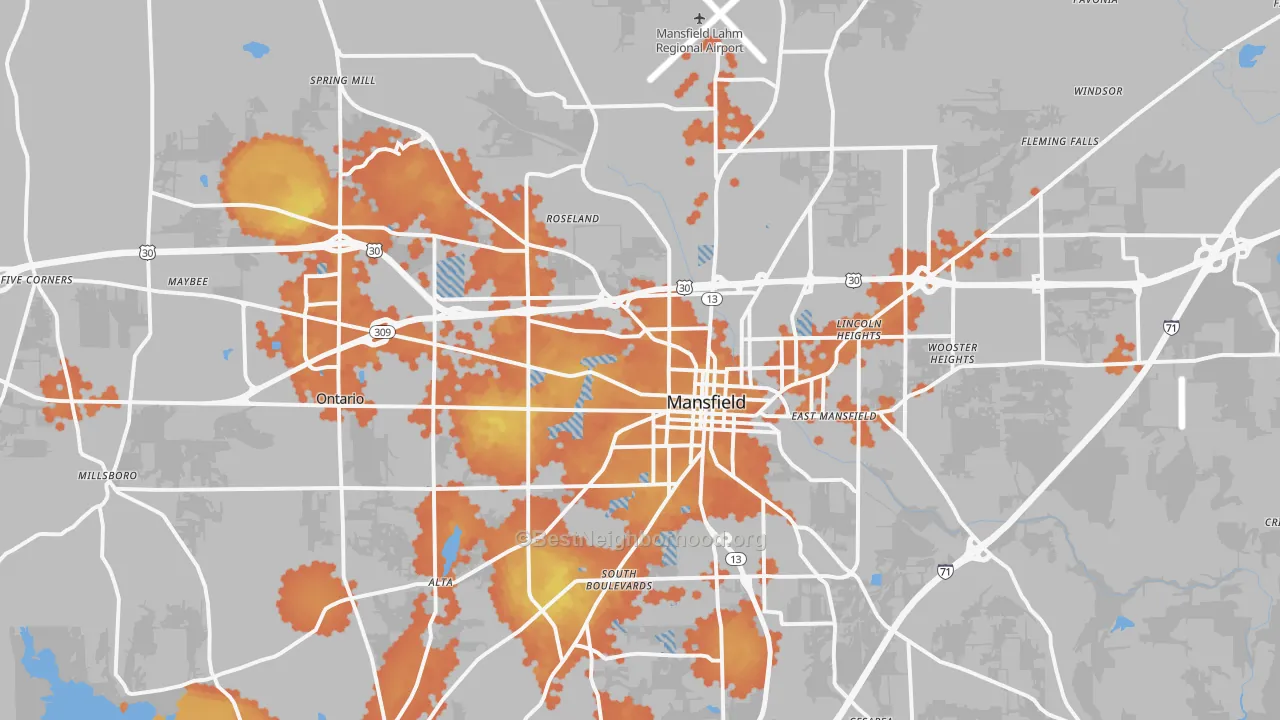 Bike Grade map of 44903, OH