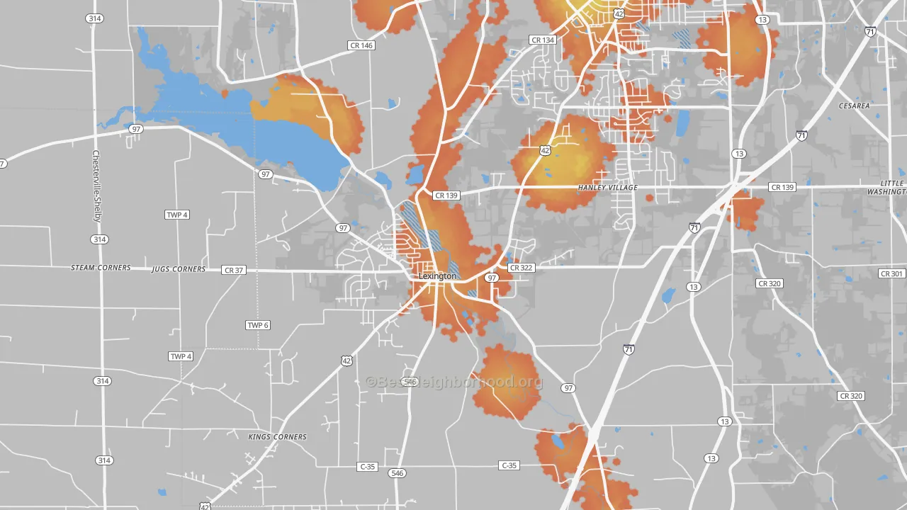 Bike Grade map of 44904, OH