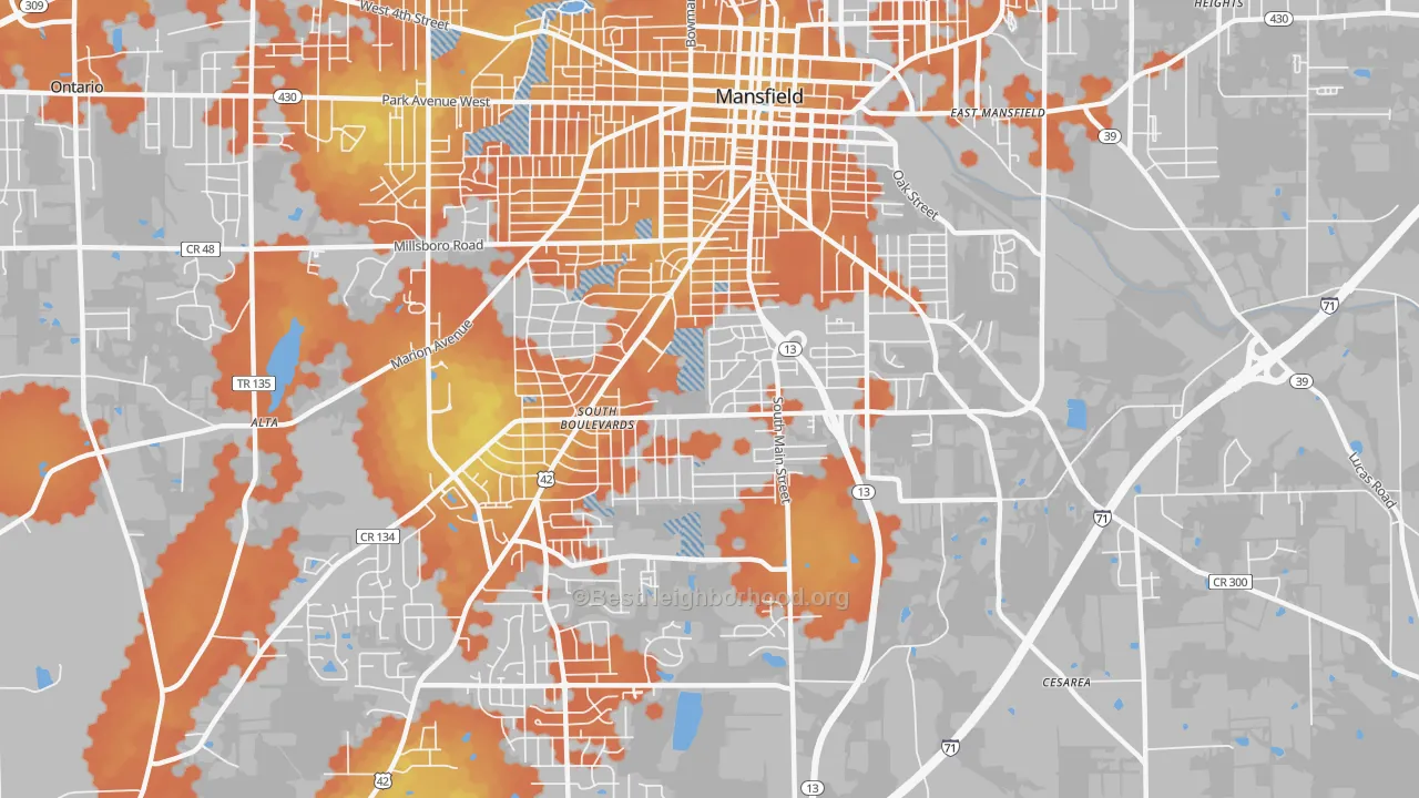 Bike Grade map of 44907, OH