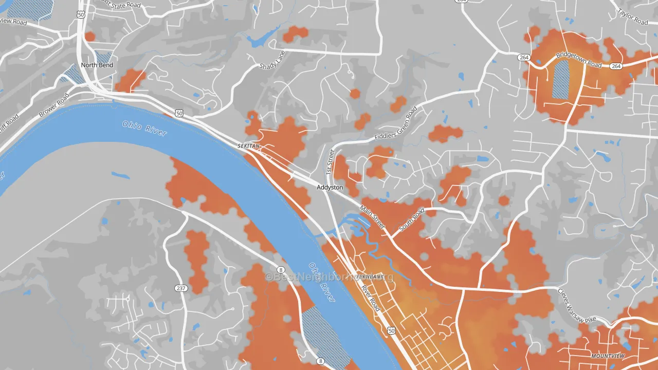 Bike Grade map of 45001, OH