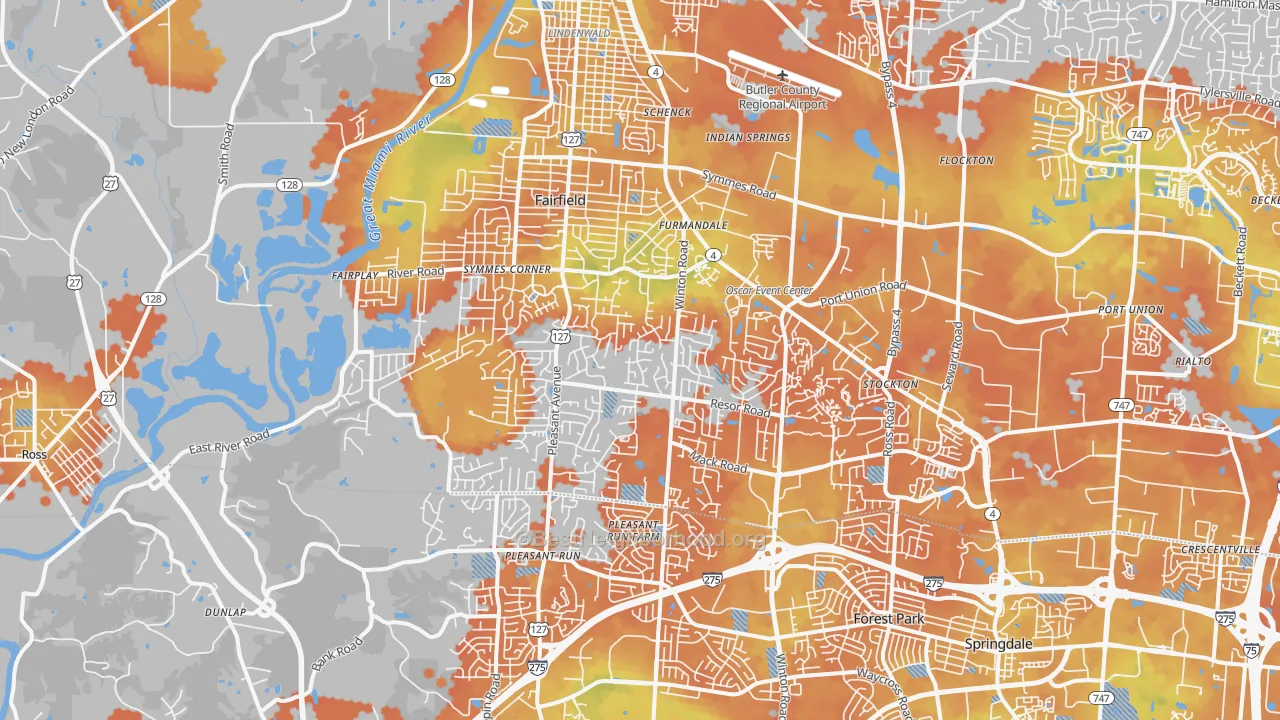 Bike Grade map of 45014, OH