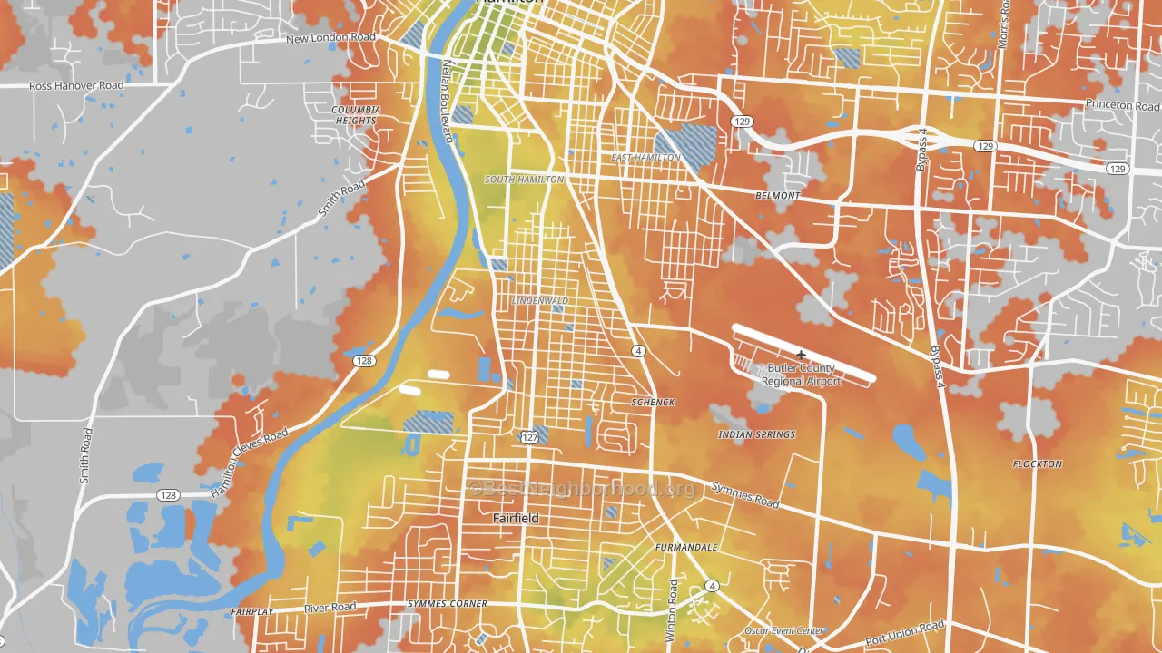 Bike Grade map of 45015, OH