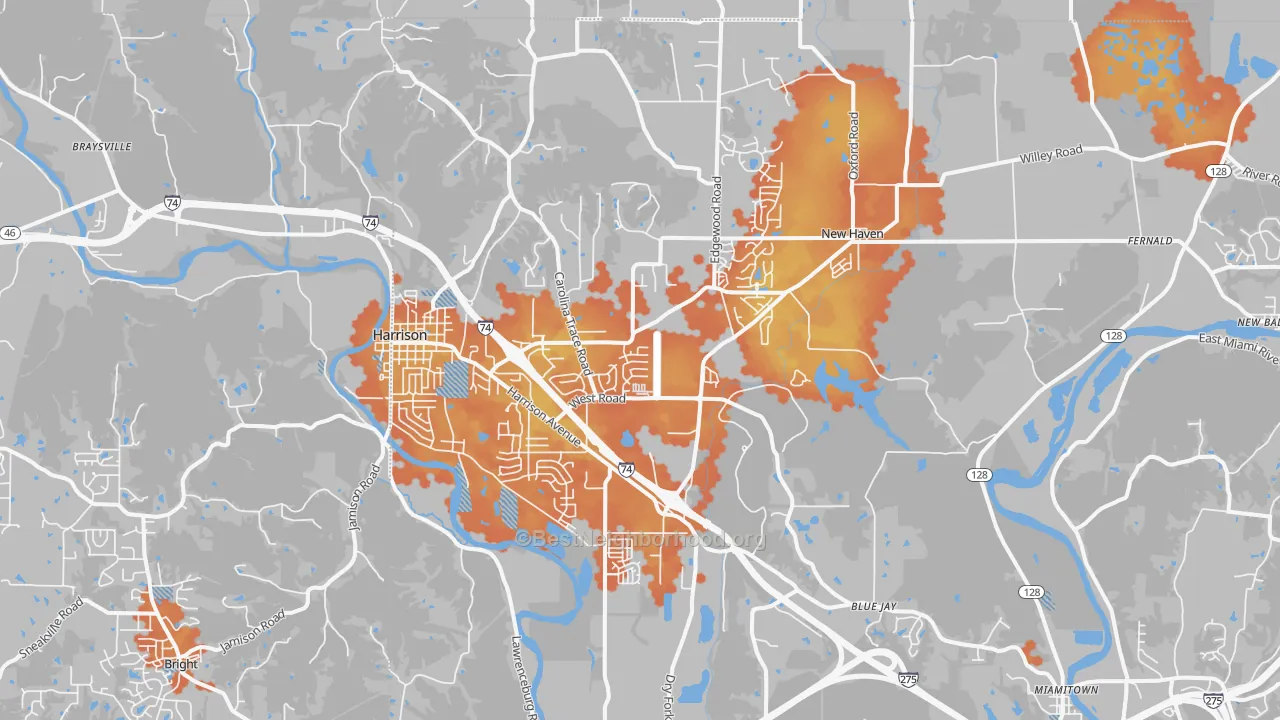 Bike Grade map of 45030, OH
