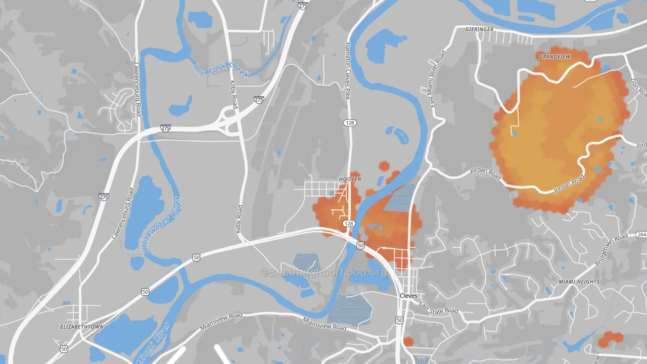 Bike Grade map of 45033, OH