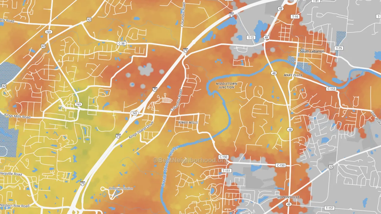 Bike Grade map of 45034, OH