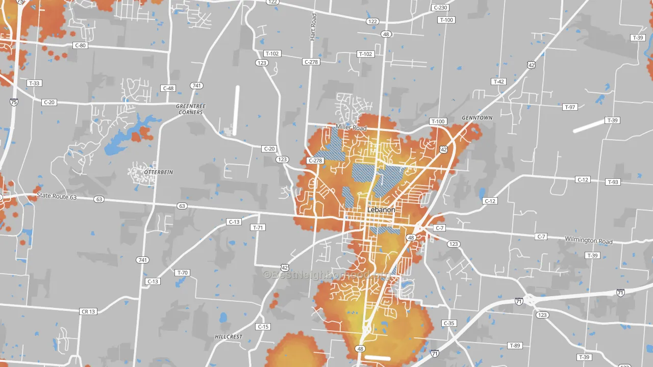 Bike Grade map of 45036, OH