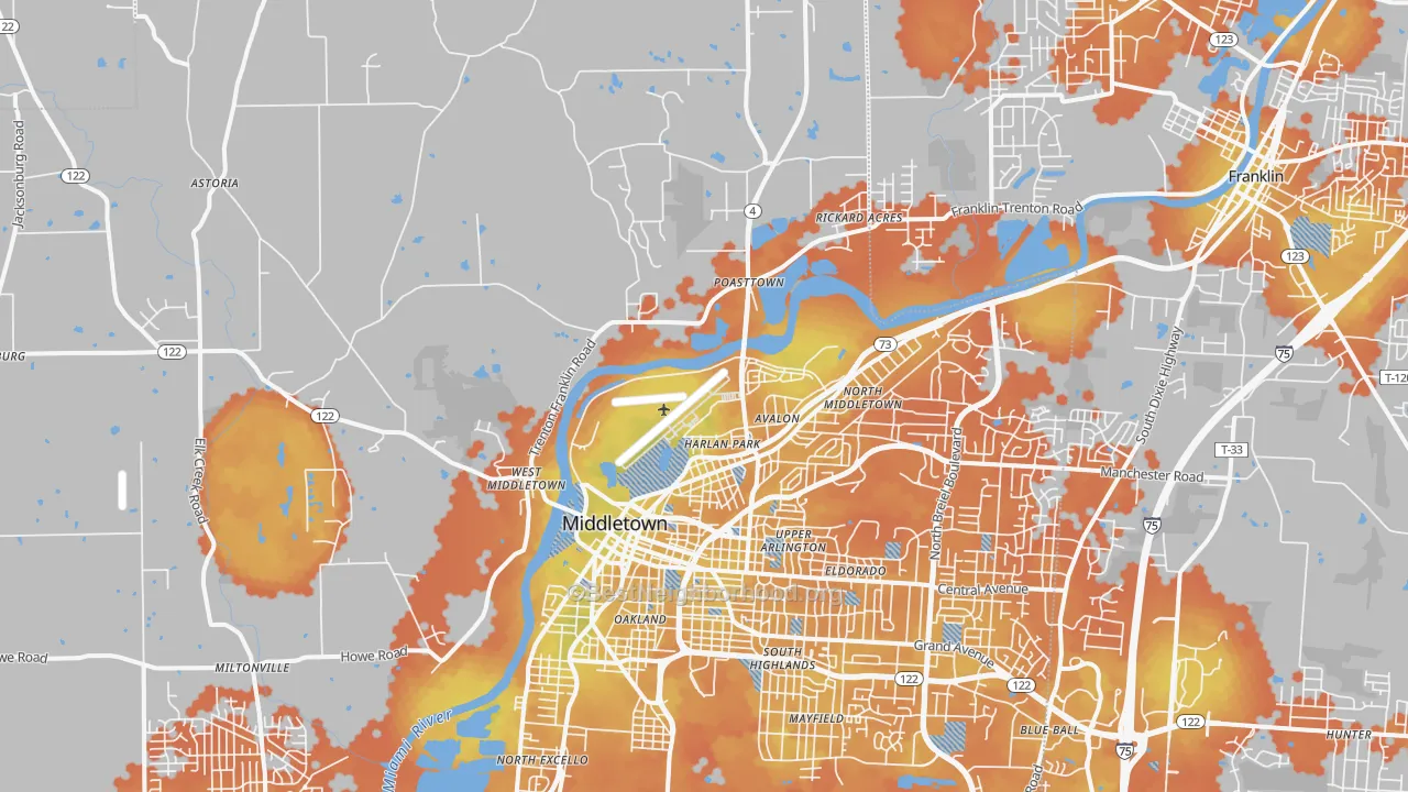 Bike Grade map of 45042, OH