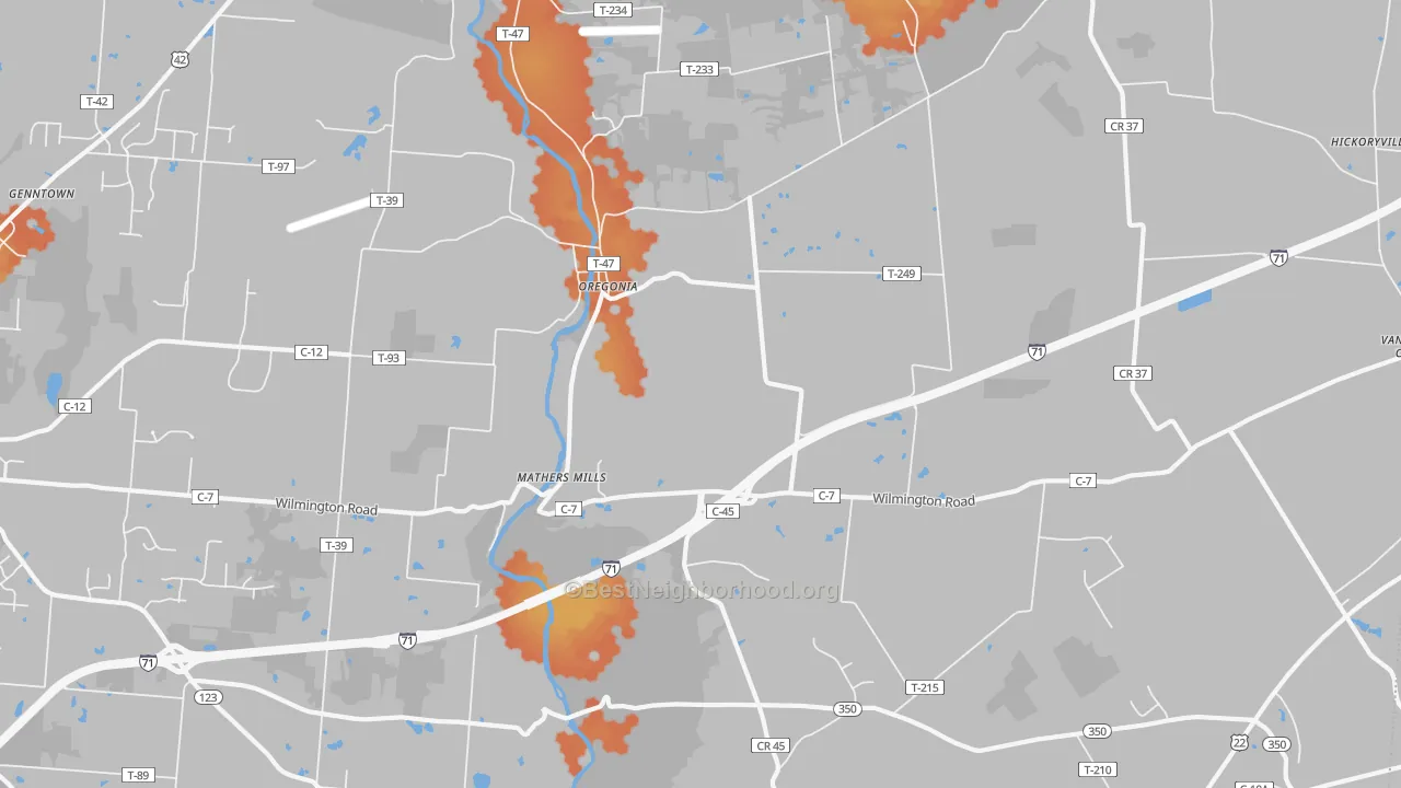 Bike Grade map of 45054, OH