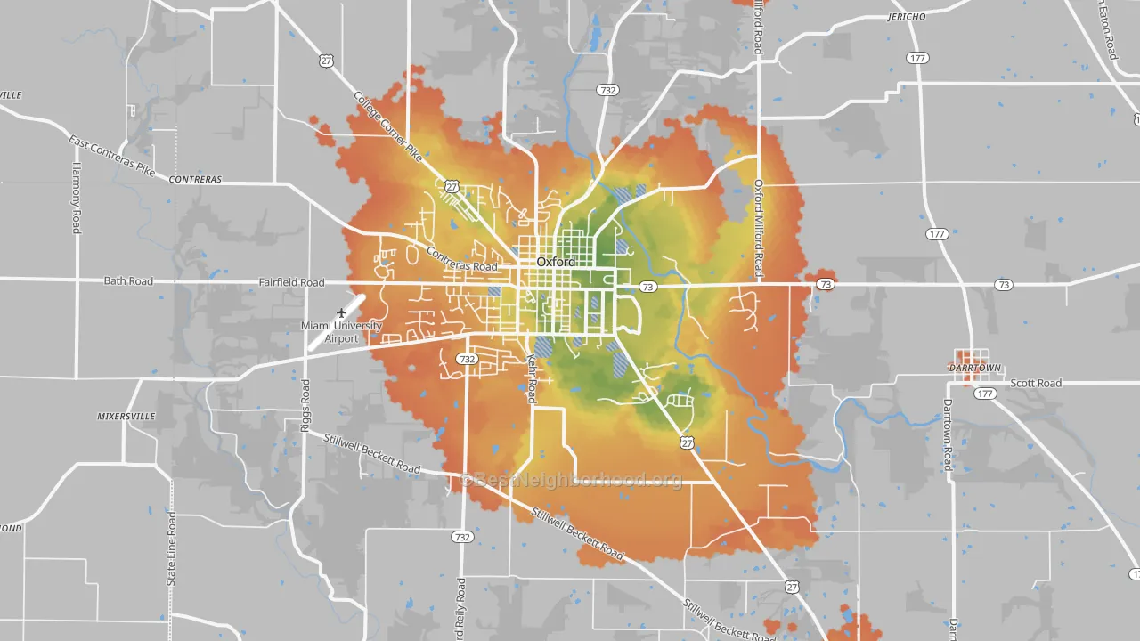 Bike Grade map of 45056, OH