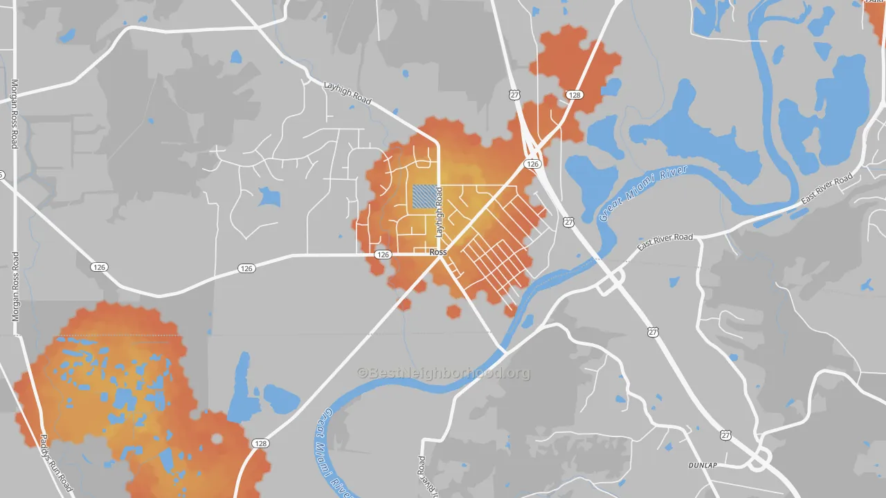 Bike Grade map of 45061, OH