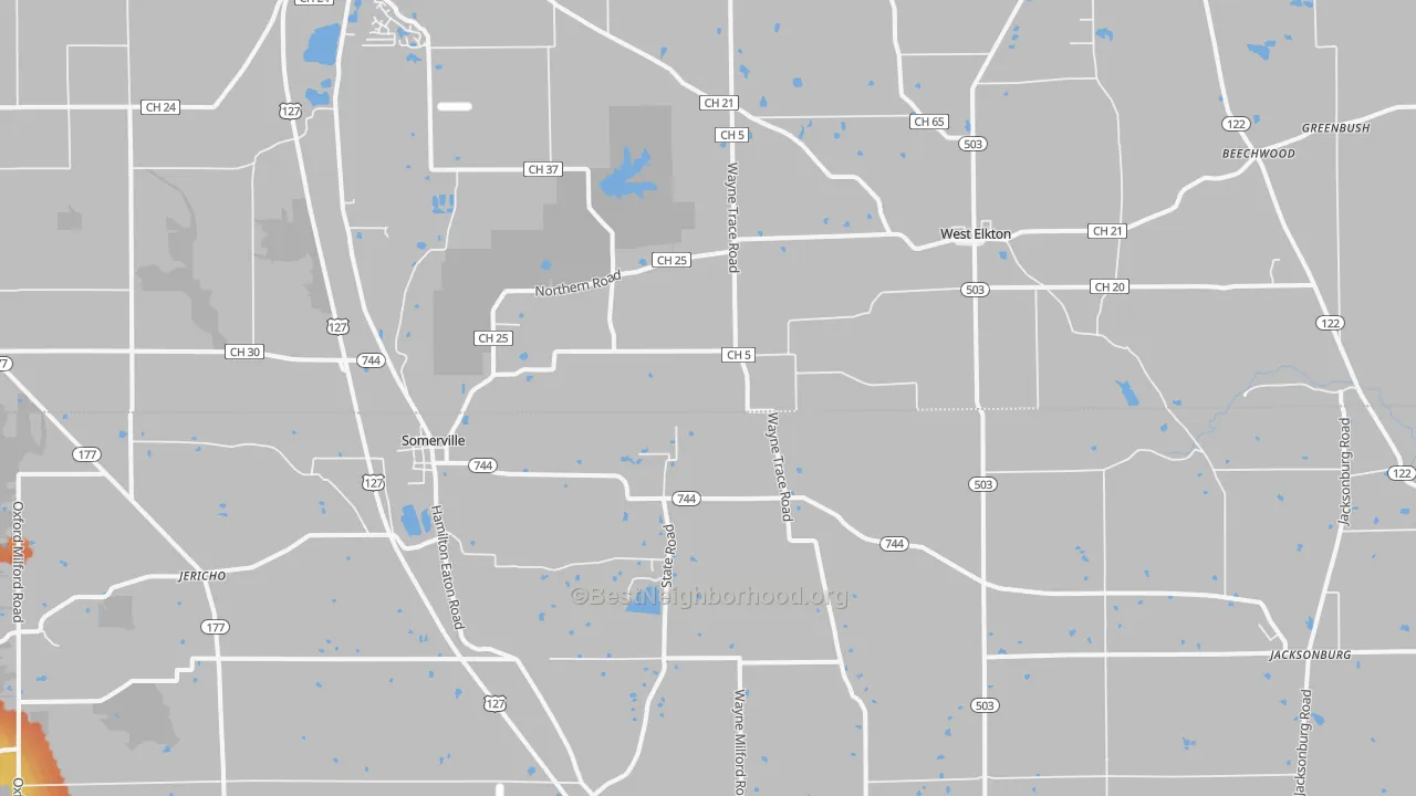 Bike Grade map of 45064, OH