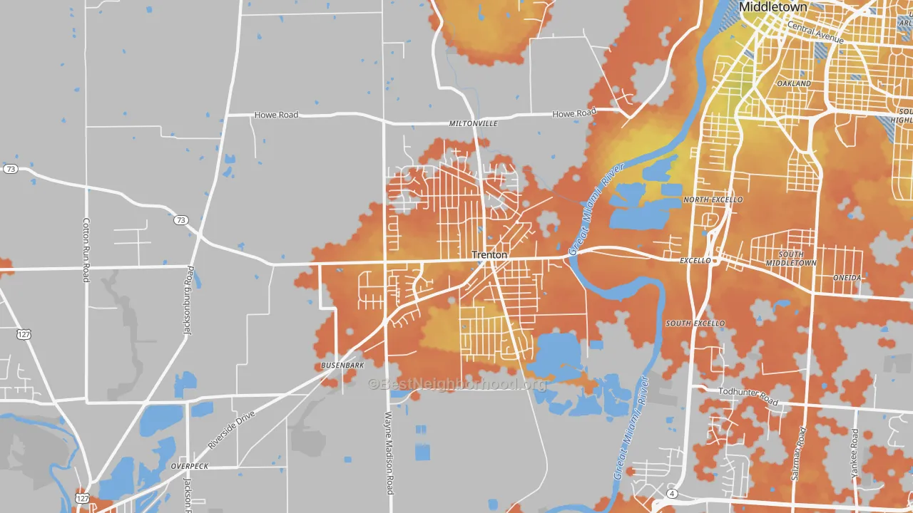 Bike Grade map of 45067, OH