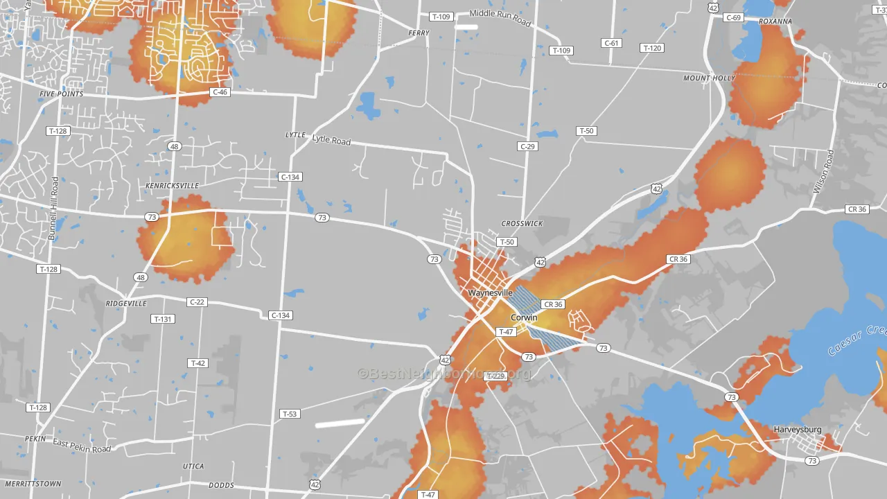 Bike Grade map of 45068, OH