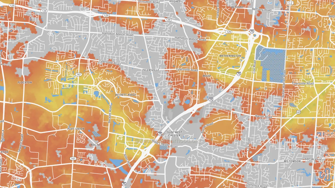 Bike Grade map of 45069, OH