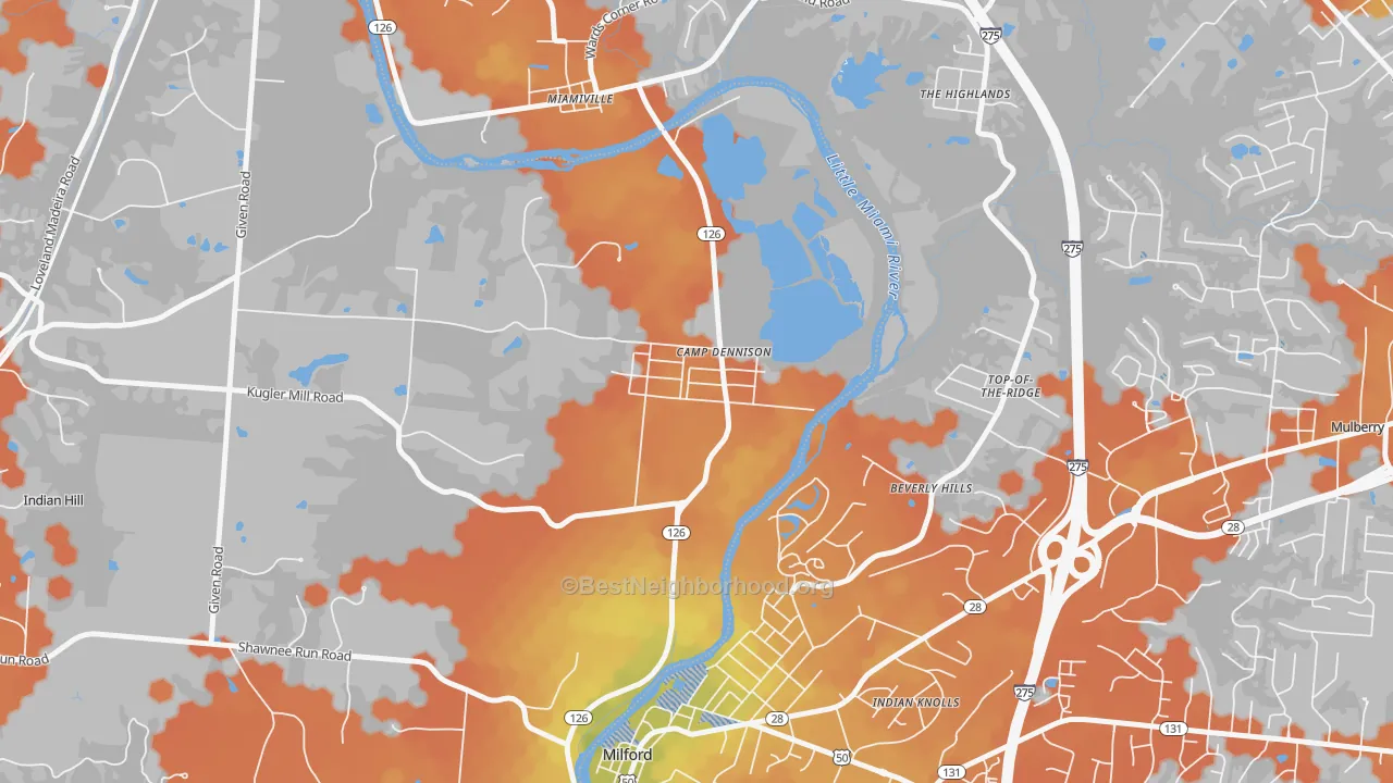 Bike Grade map of 45111, OH