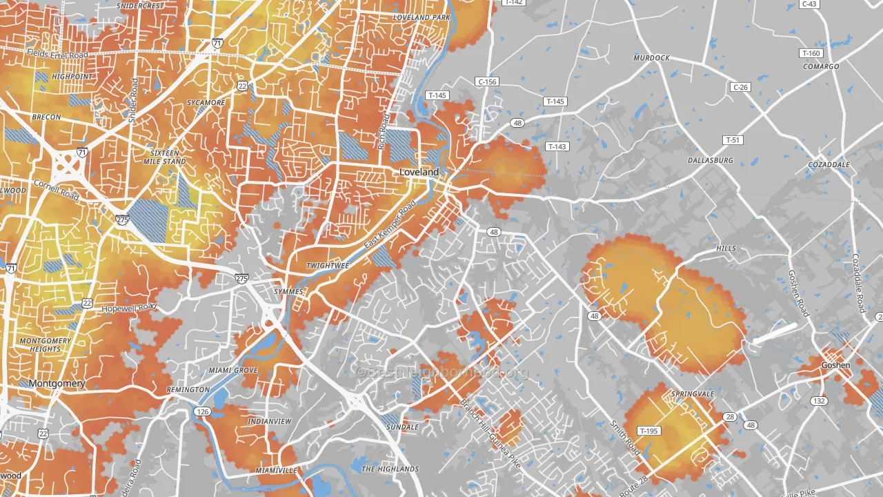 Bike Grade map of 45140, OH