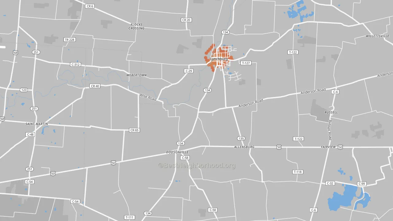 Bike Grade map of 45142, OH
