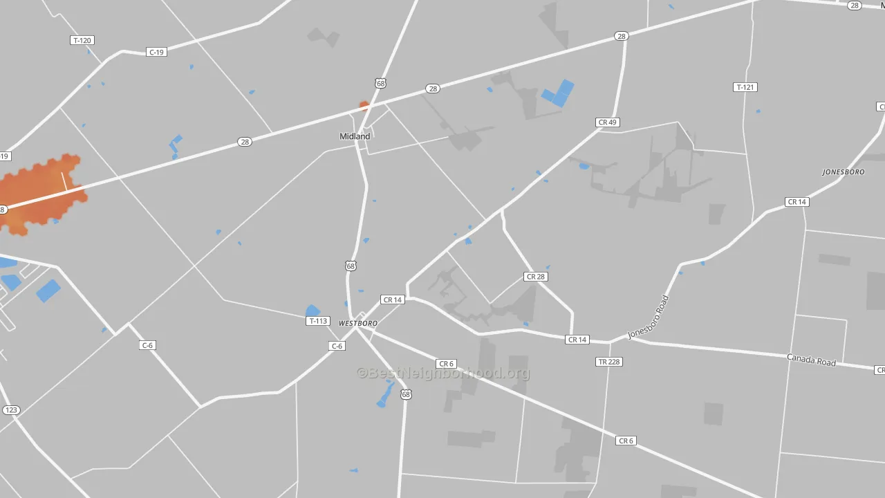 Bike Grade map of 45148, OH