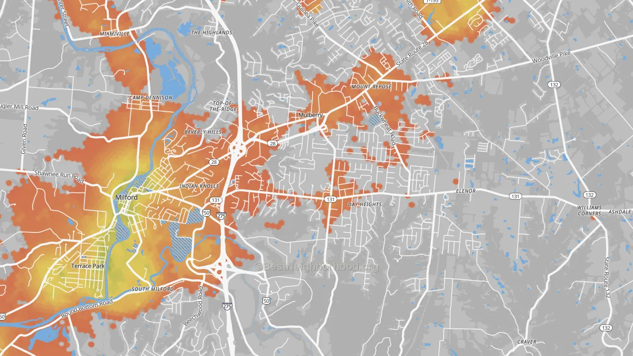 Bike Grade map of 45150, OH