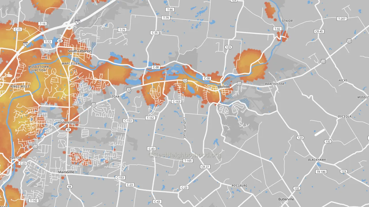 Bike Grade map of 45152, OH