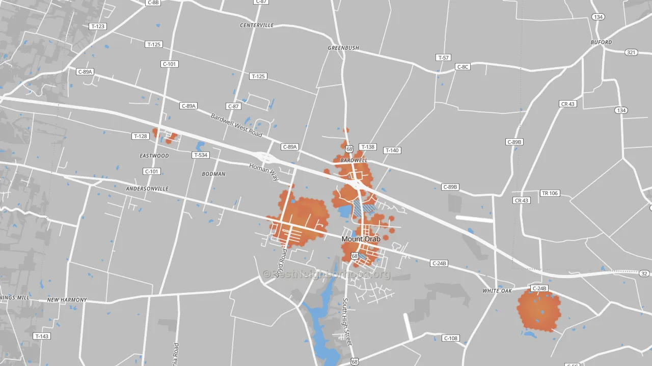 Bike Grade map of 45154, OH