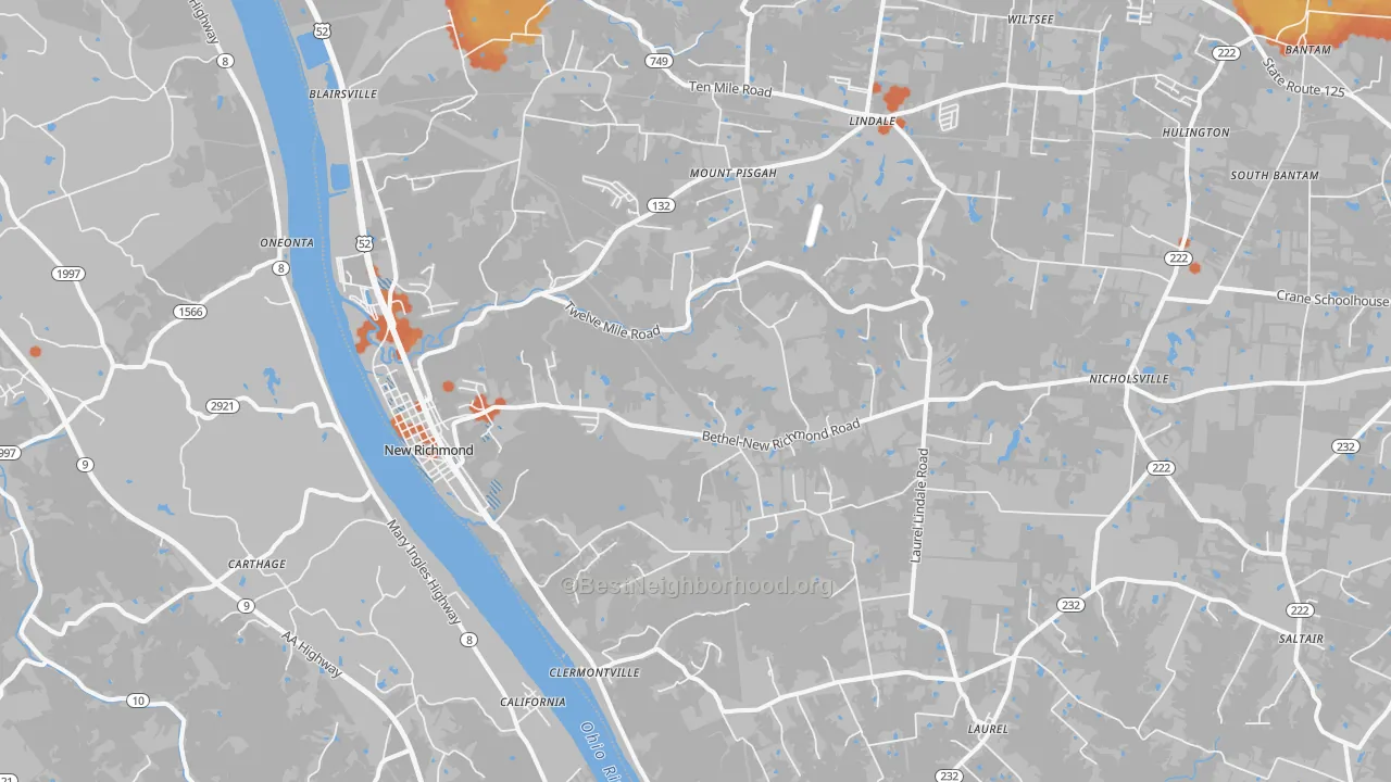 Bike Grade map of 45157, OH