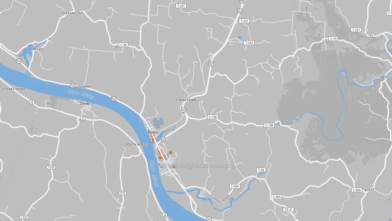 Bike Grade map of 45167, OH