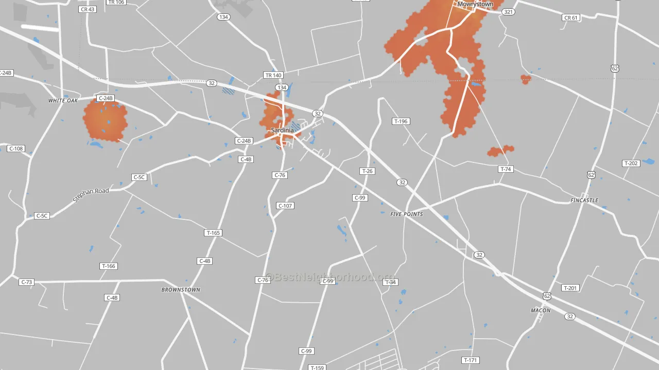 Bike Grade map of 45171, OH