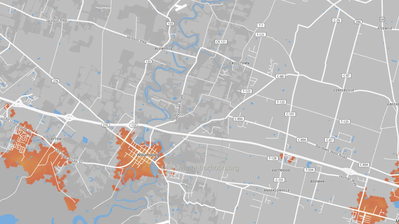 Bike Grade map of 45176, OH