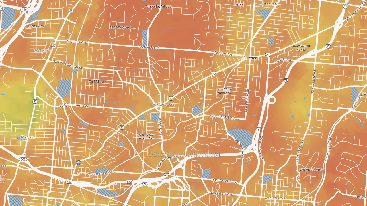 Bike Grade map of 45213, OH