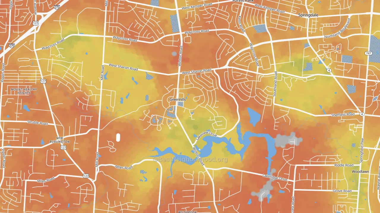 Bike Grade map of 45218, OH