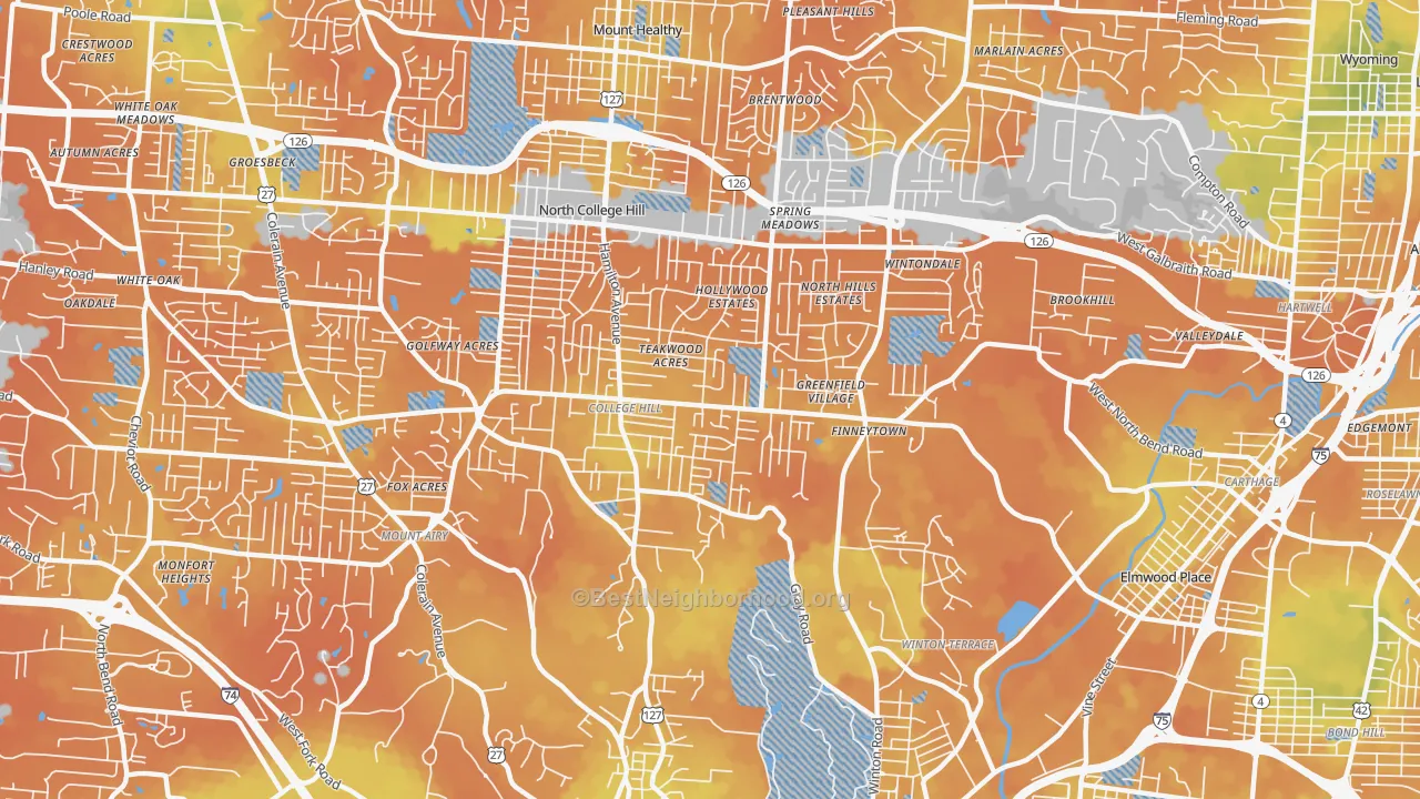 Bike Grade map of 45224, OH