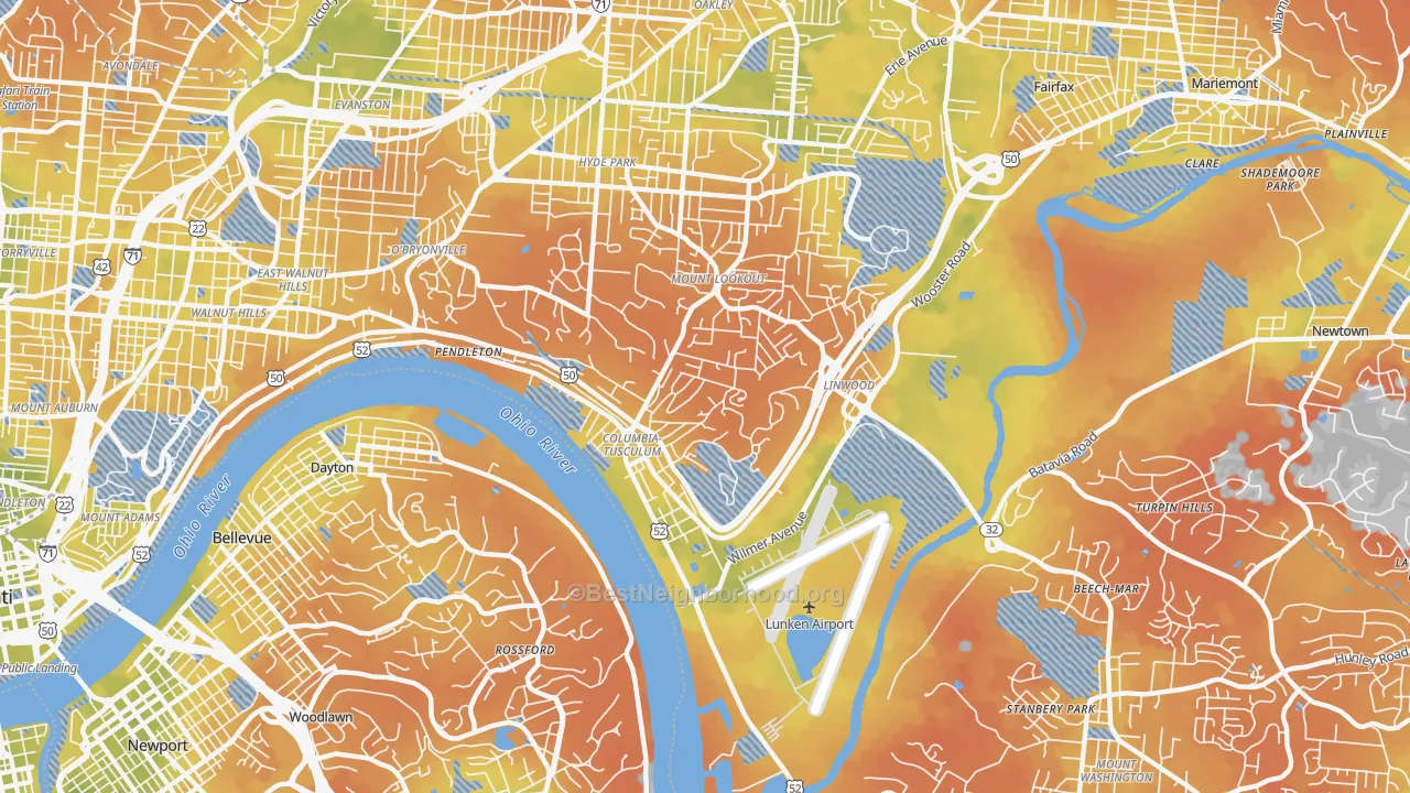 Bike Grade map of 45226, OH