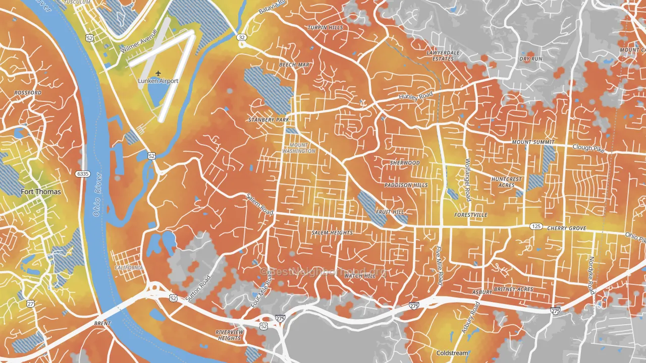 Bike Grade map of 45230, OH