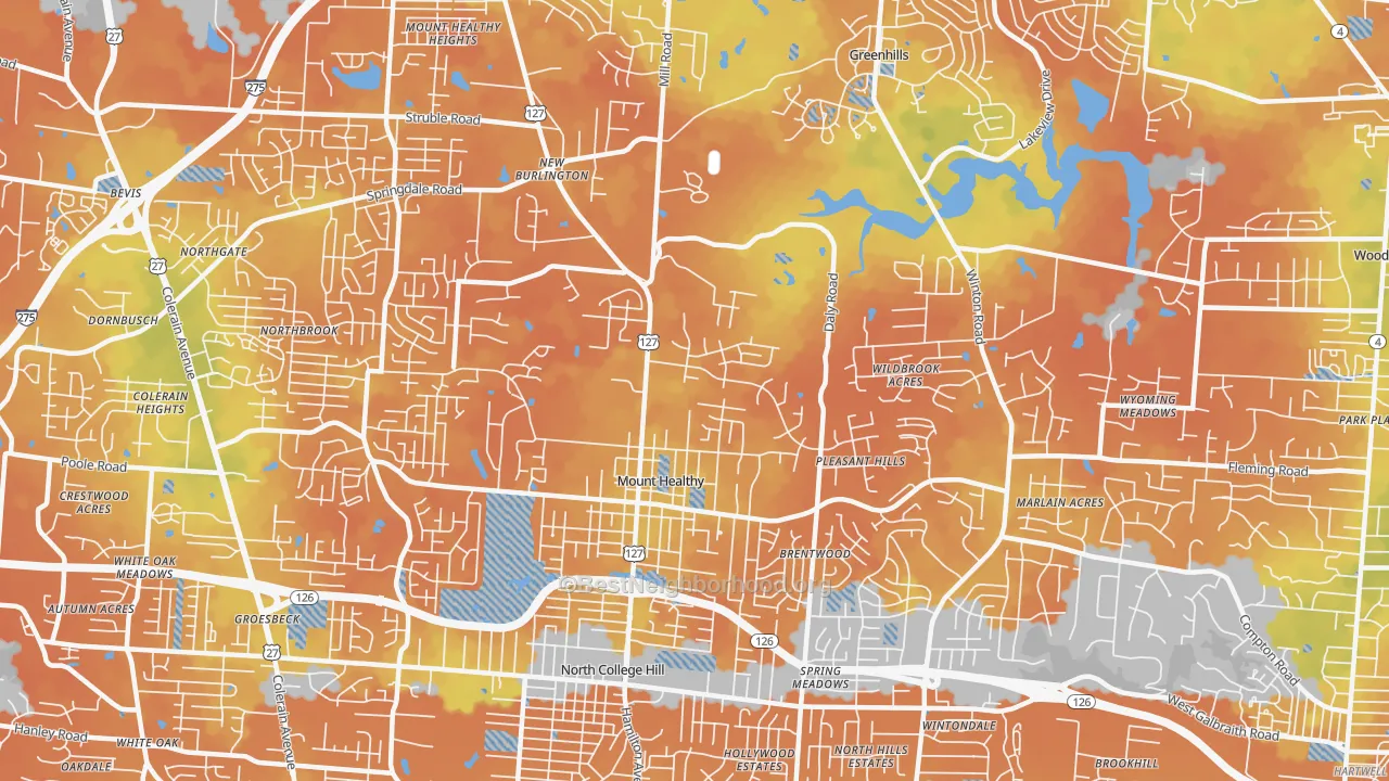 Bike Grade map of 45231, OH