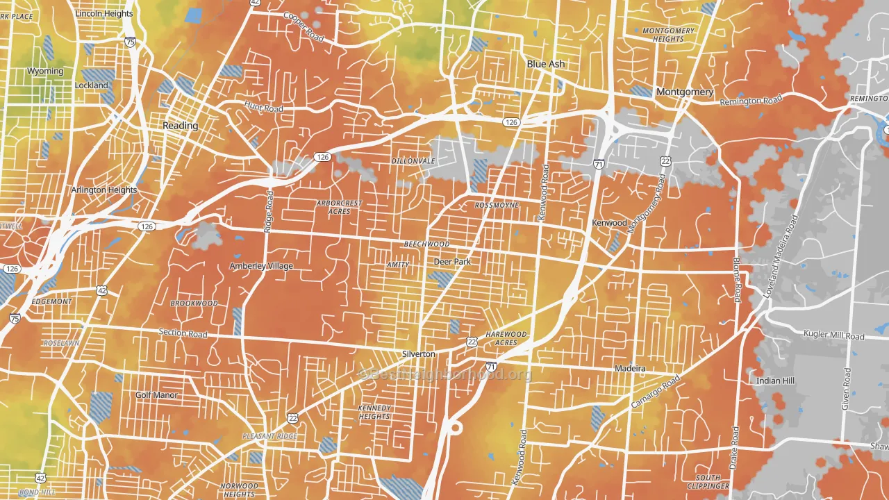 Bike Grade map of 45236, OH