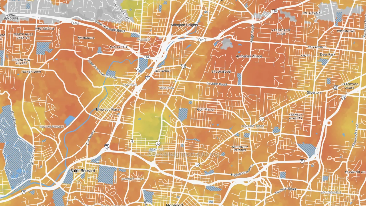 Bike Grade map of 45237, OH