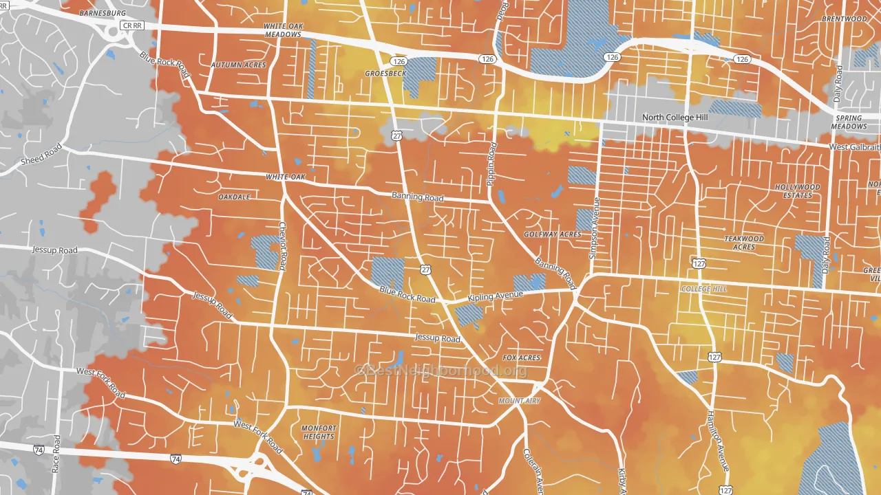 Bike Grade map of 45239, OH
