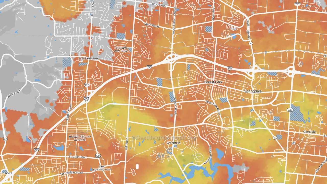 Bike Grade map of 45240, OH