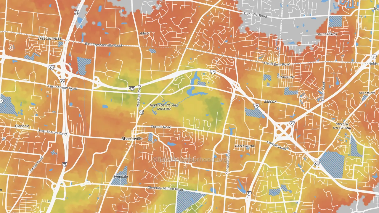 Bike Grade map of 45241, OH