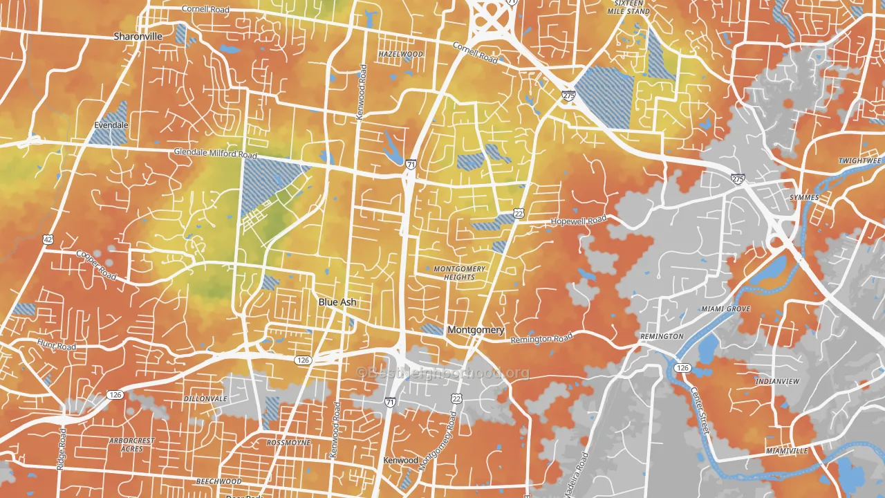Bike Grade map of 45242, OH
