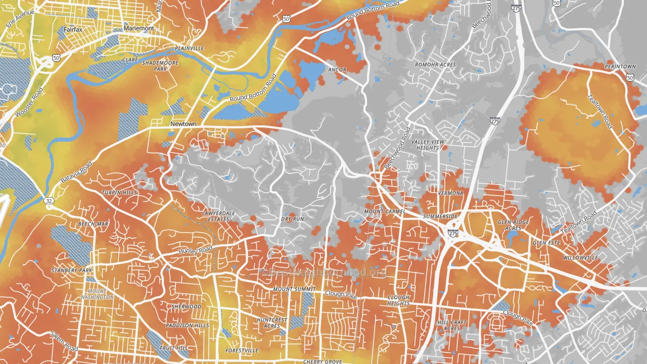 Bike Grade map of 45244, OH